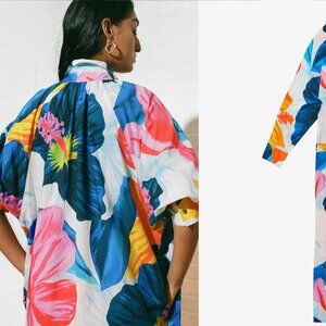 Mara Hoffman Full Circle Cleo Viti Print Shirt Dress Kaftan coverup Size S